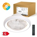 Ventilador techo rotativo Bhoor con luz CCT regulable y mando Ø50 7 aspas DC Blanco