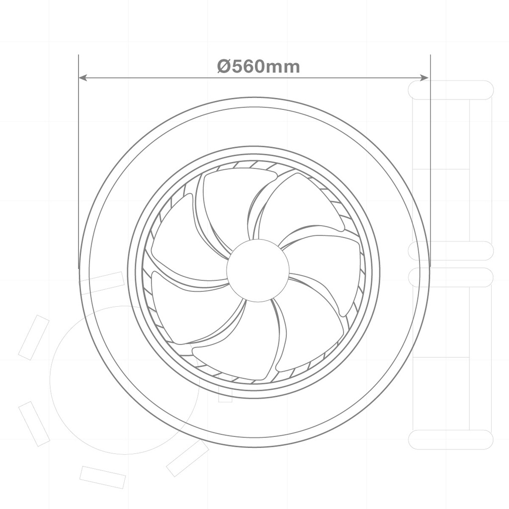 Ventilador techo rotativo Bhoor con luz CCT regulable y mando Ø50 7 aspas DC Blanco