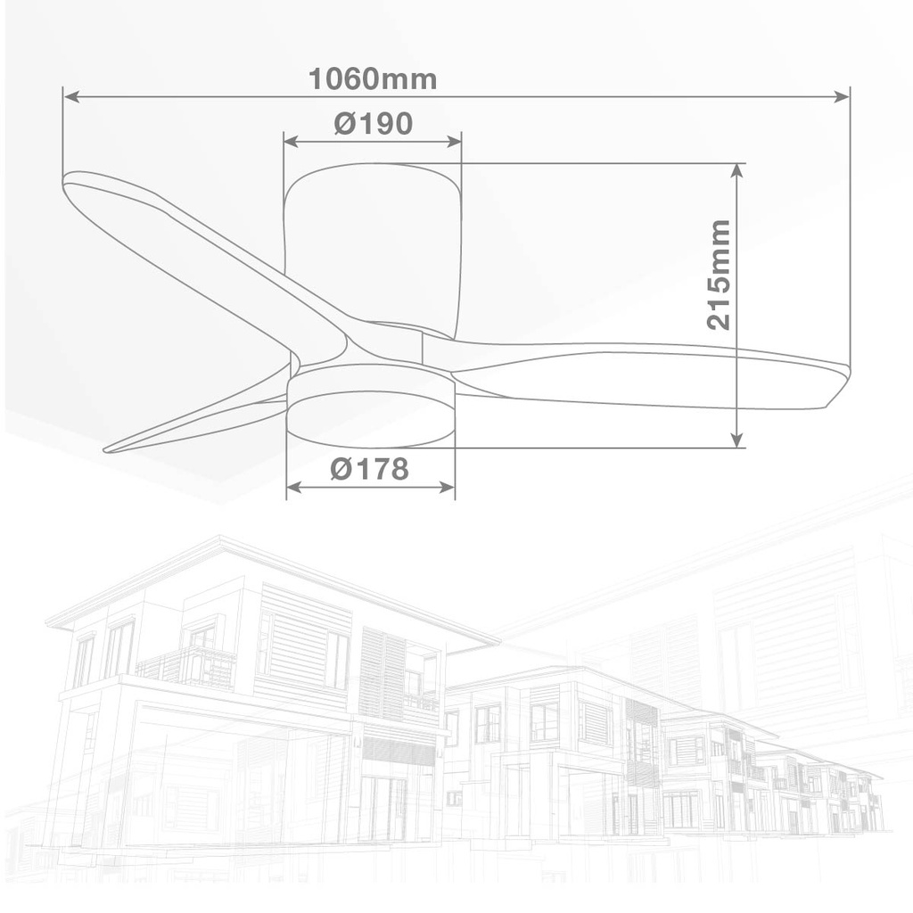 Ventilador techo Matipa con luz CCT regulable y mando Ø106 3 aspas DC Blanco