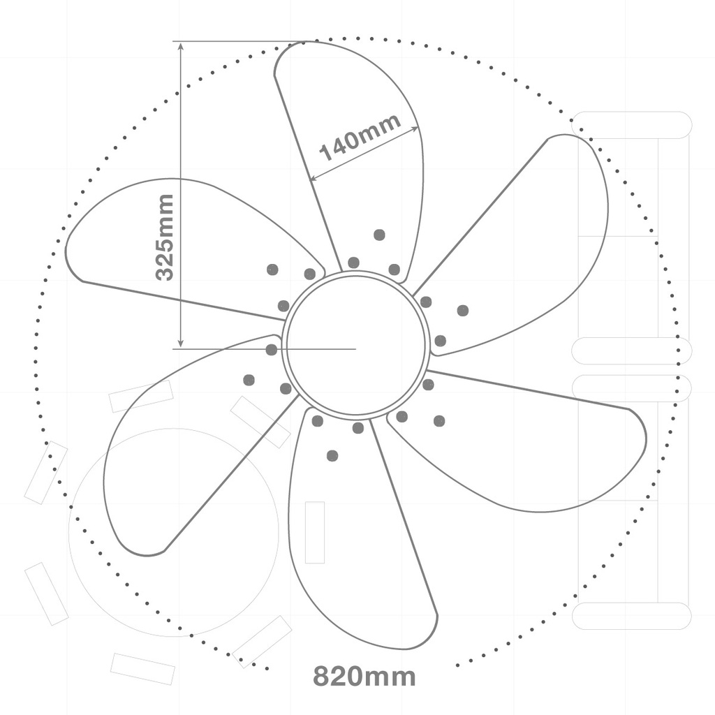 Ventilador techo Larde 2xE27 Ø82 6 aspas DC Blanco