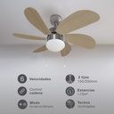 Ventilador techo Larde 2xE27 Ø82 6 aspas DC Níquel