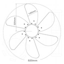 Ventilador techo Larde 2xE27 Ø82 6 aspas DC Níquel