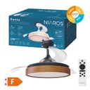 Ventilador techo Ranta con luz CCT regulable y mando Ø107 3 aspas retráctiles DC Negro