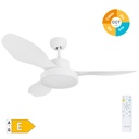 Ventilador techo Biula con luz CCT regulable y mando Ø122 3 aspas DC Blanco