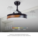 Ventilador techo Likasi con luz CCT regulable y mando Ø107 3 aspas retráctiles DC Negro