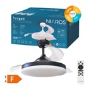 Ventilador techo Tungati con luz CCT regulable y mando Ø107 3 aspas retráctiles DC Negro