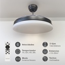 Ventilador techo Tungati con luz CCT regulable y mando Ø107 3 aspas retráctiles DC Negro