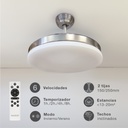 Ventilador techo Tungati con luz CCT regulable y mando Ø107 3 aspas retráctiles DC Níquel