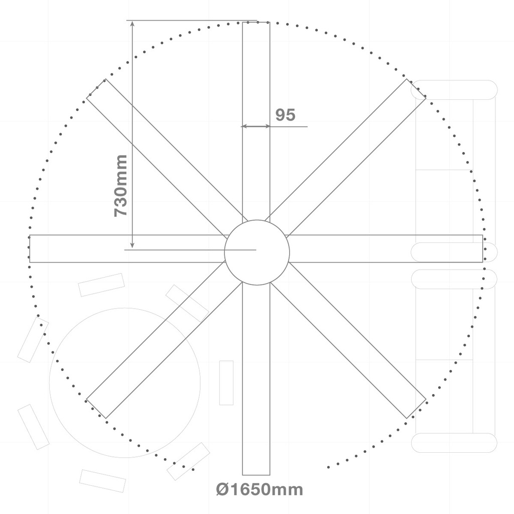 Ventilador techo Diongo con mando Ø165 8 aspas DC Blanco