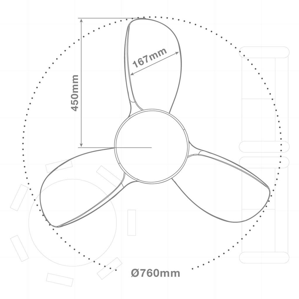 Ventilador techo Namuno con luz CCT regulable y mando Ø71 3 aspas DC Blanco