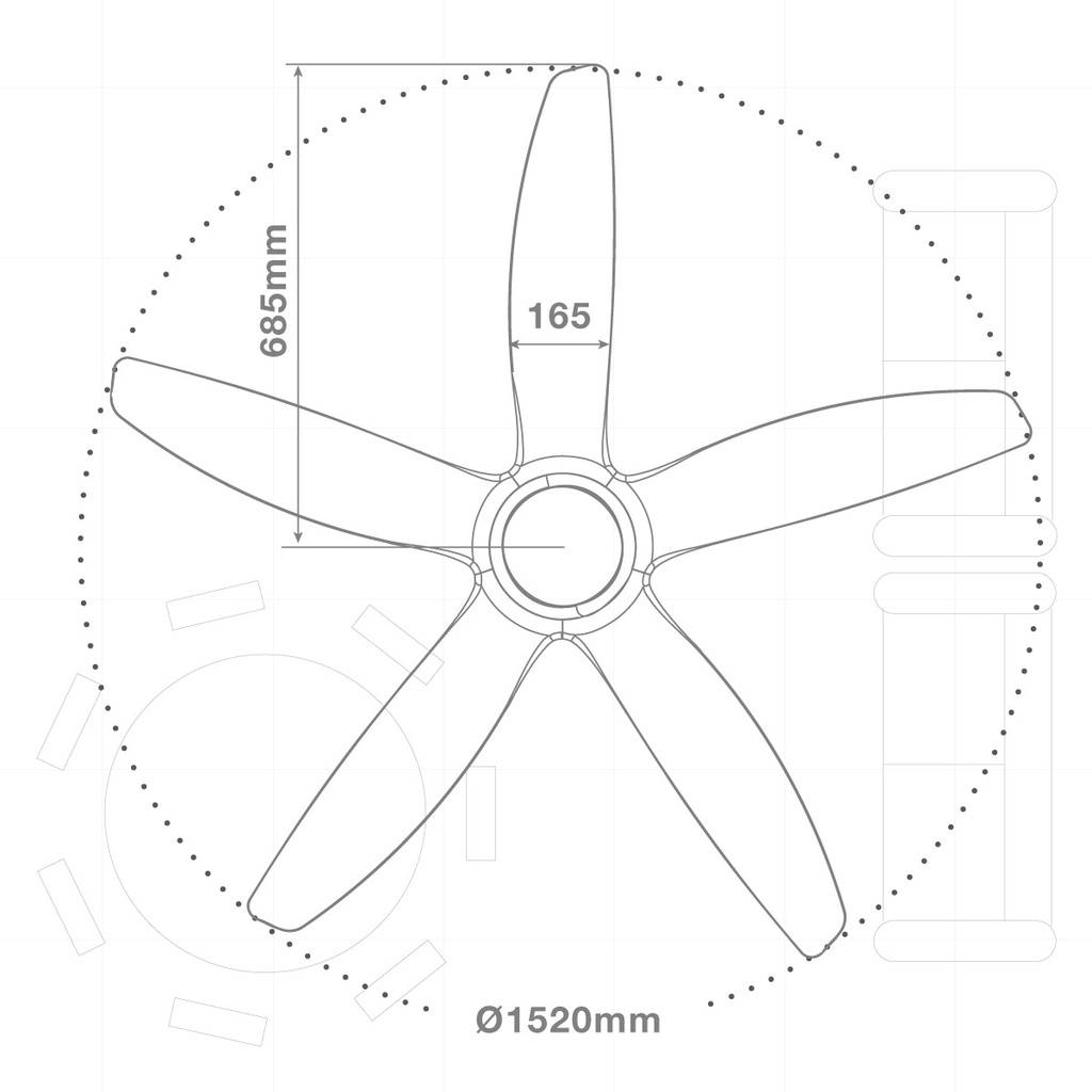 Ventilador techo Kilwa con luz CCT regulable y mando Ø152 5 aspas DC Blanco