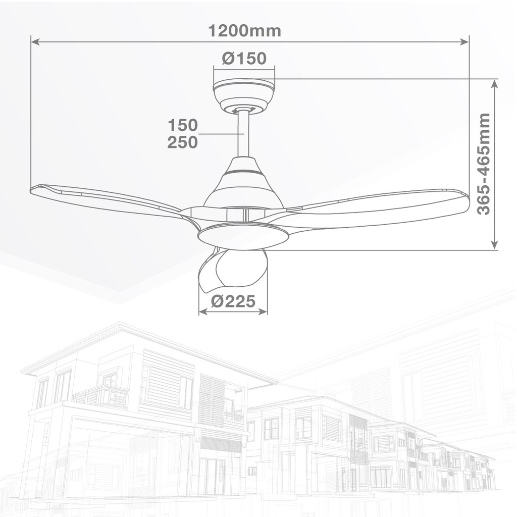 Ventilador techo Luma con luz CCT regulable y mando Ø117 3 aspas DC Negro