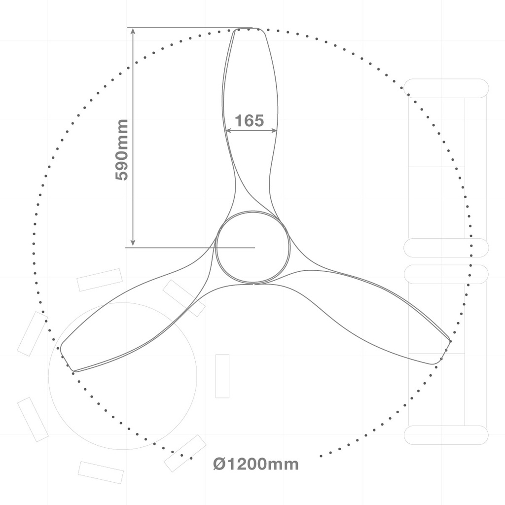 Ventilador techo Luma con luz CCT regulable y mando Ø117 3 aspas DC Negro