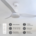 Ventilador techo Bumera con luz CCT regulable y mando Ø116 3 aspas Blanco