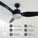 Ventilador techo Bumera con luz CCT regulable y mando Ø116 3 aspas Negro