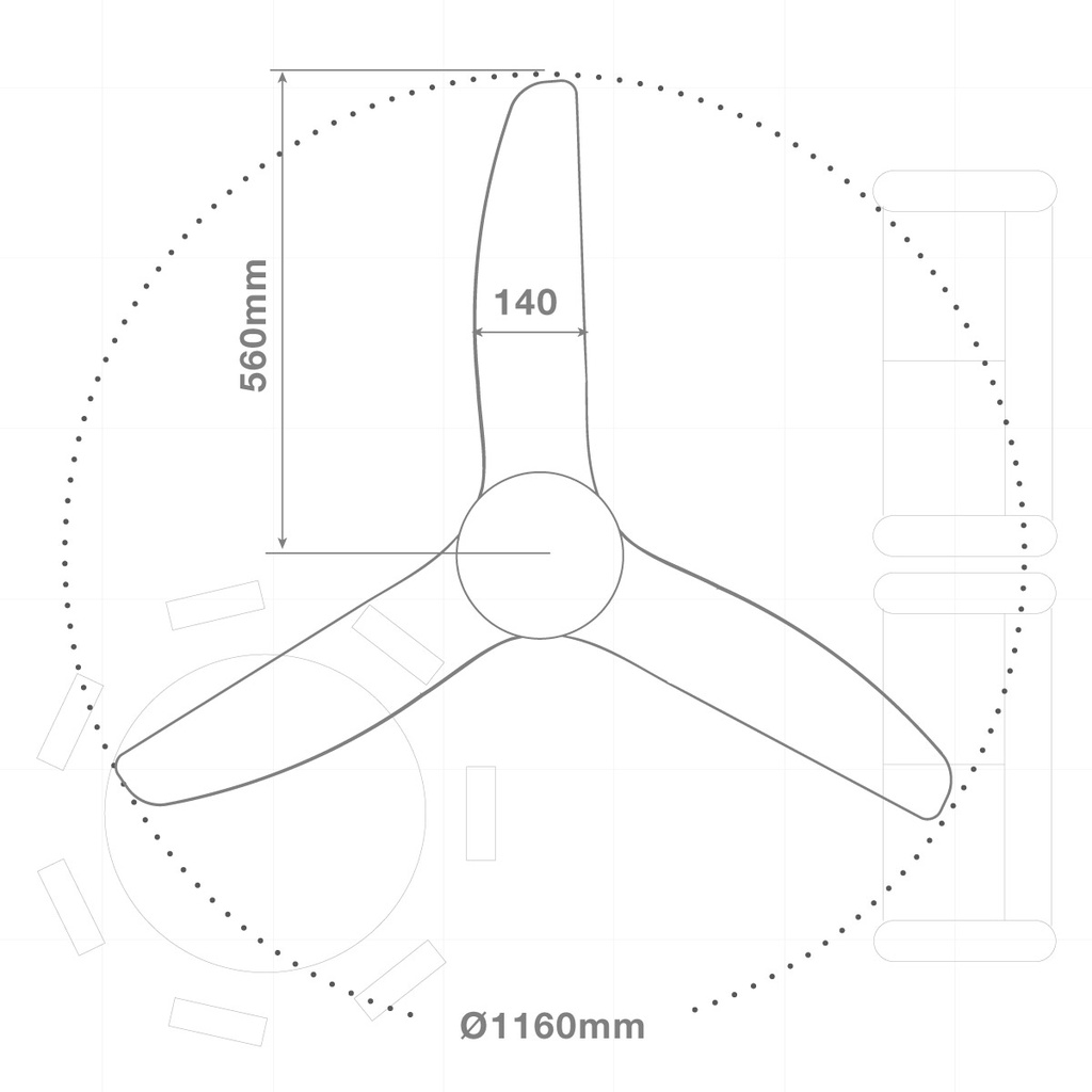 Ventilador techo Bumera con luz CCT regulable y mando Ø116 3 aspas Negro