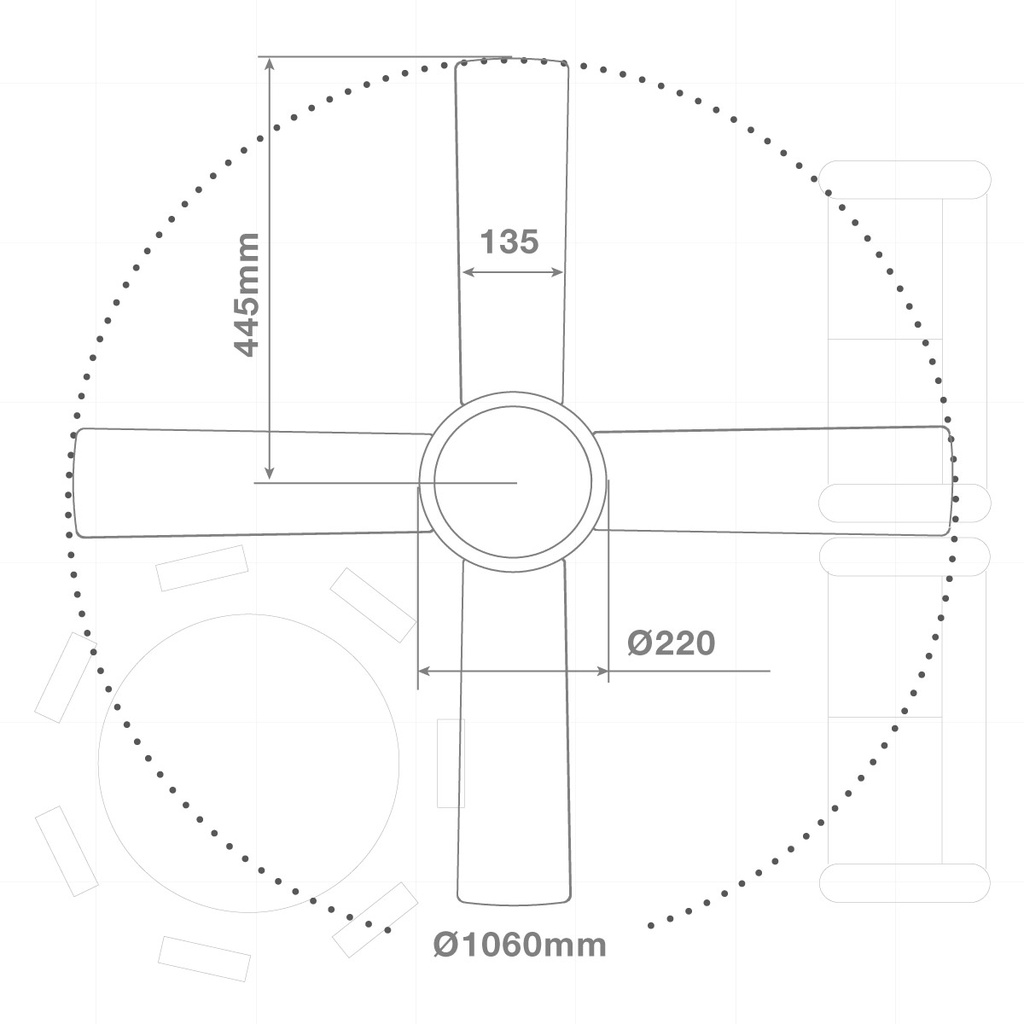 Ventilador techo Muna con luz CCT regulable y mando Ø106 4 aspas Blanco