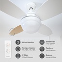 Ventilador techo Muna con luz CCT regulable y mando Ø91 4 aspas Blanco