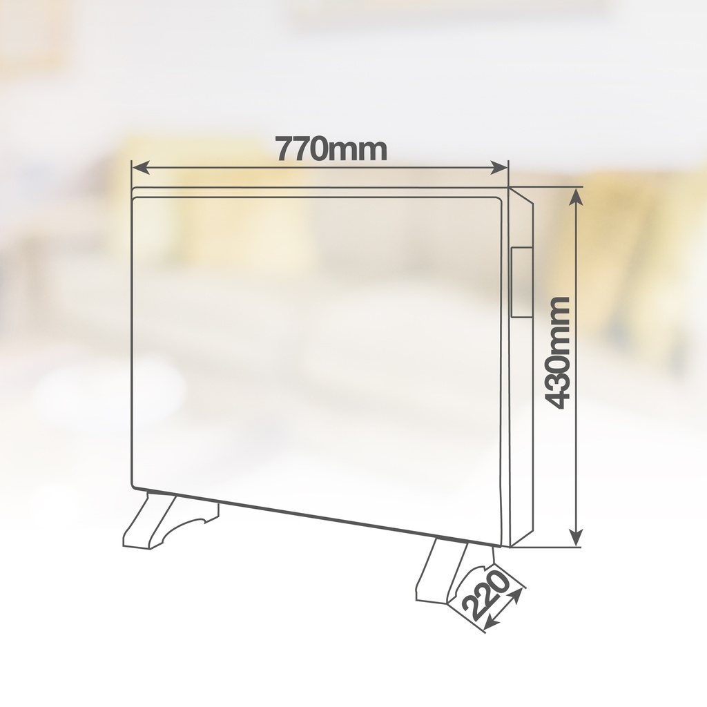 Radiador convector de cristal Zanthus Máx. 2000W Blanco