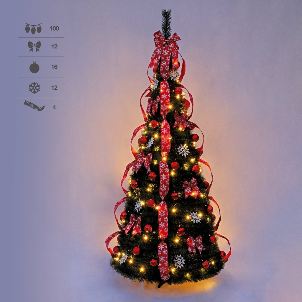 Árbol de navidad plegable decorado con luces Niah 1,5M