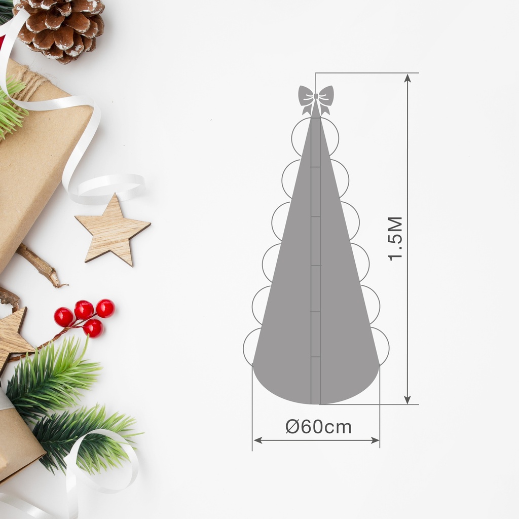 Árbol de navidad plegable decorado con luces Niah 1,5M