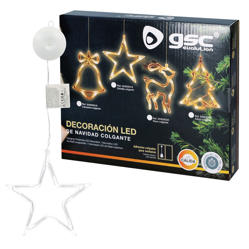 Estrella colgante de navidad LED 3xAAA