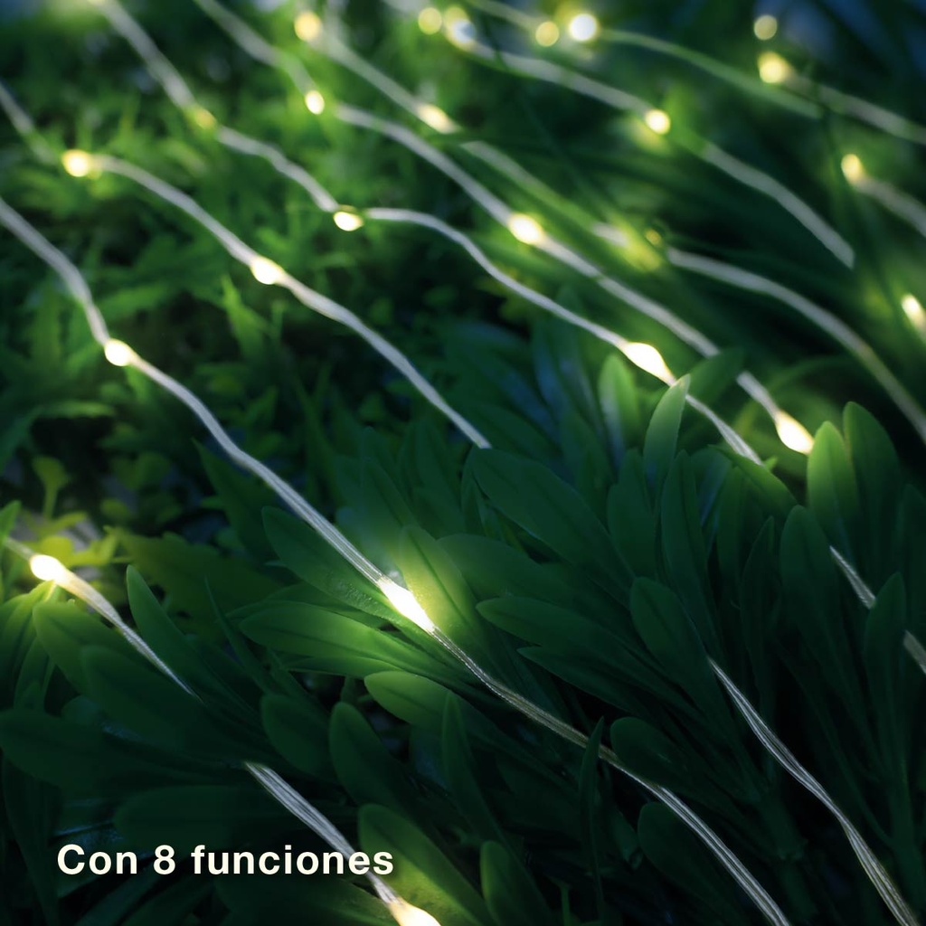 Guirnalda LED solar 5M 8 funciones Luz cálida