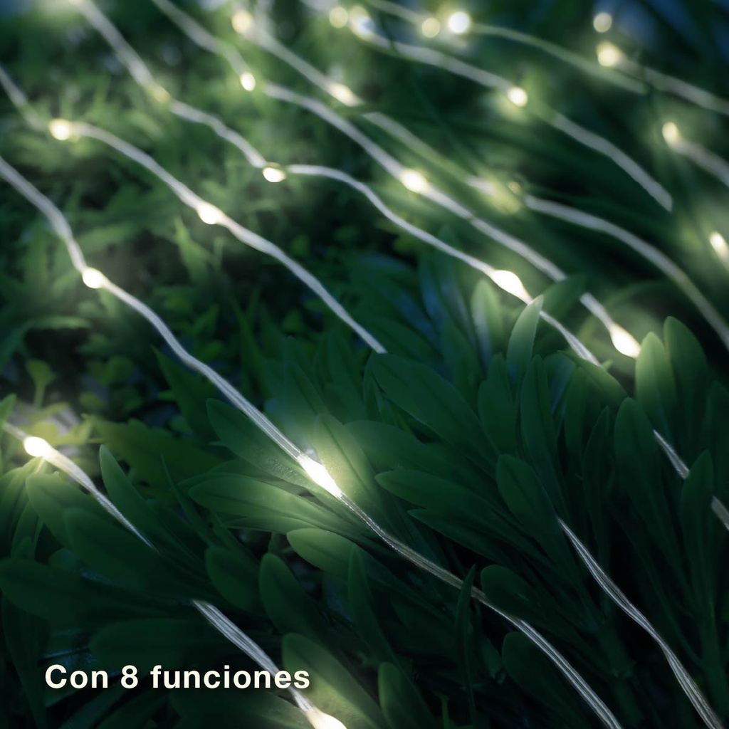 Guirnalda LED solar 5M 8 funciones Luz fría