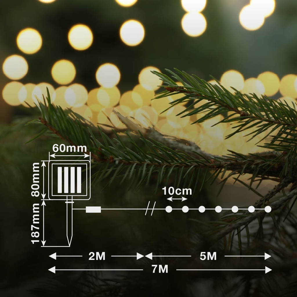 Guirnalda LED solar 5M 8 funciones Luz fría