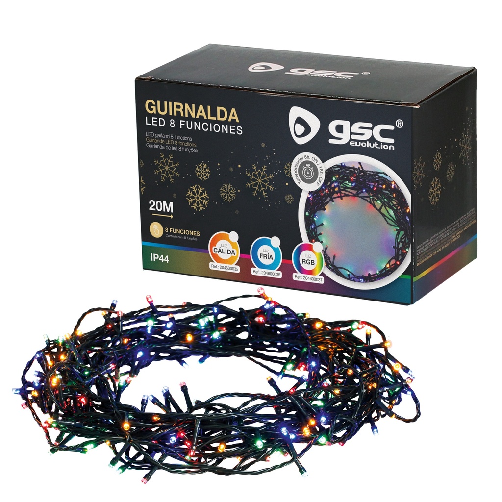 Guirnalda LED 20M 8 funciones RGB