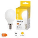 Bombilla LED esférica 8W E14 4200K - Libertina