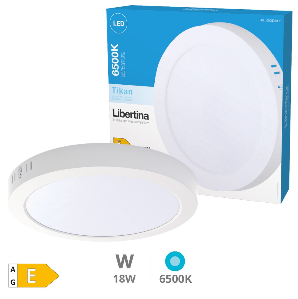 Downlight superficie LED redondo Tikan 18W 6500K Blanco - Libertina