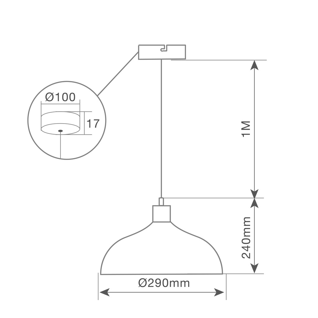 Lámpara de techo colgante Serie Akure E27 Ø290mm Blanco