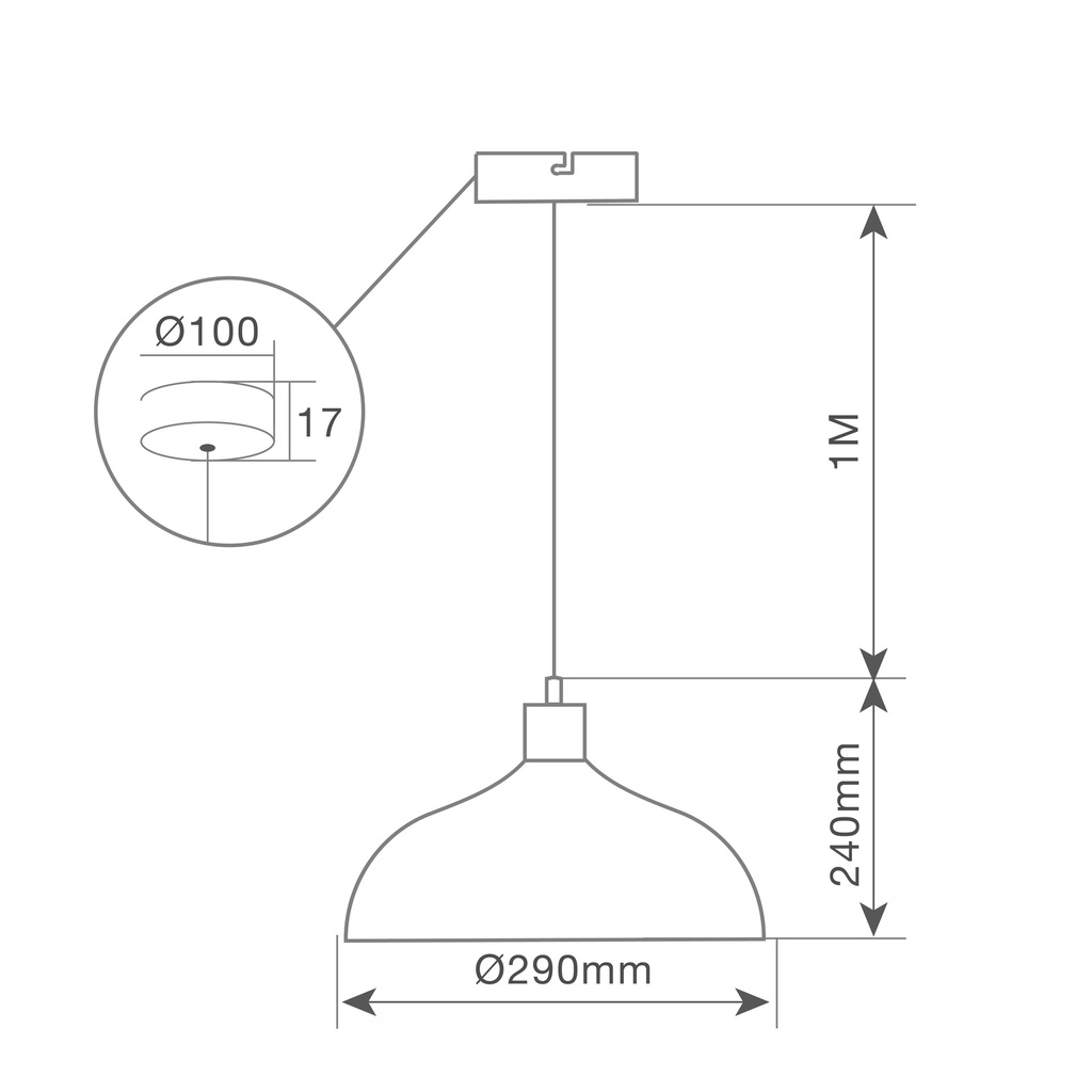 Lámpara de techo colgante Serie Akure E27 Ø290mm Negro