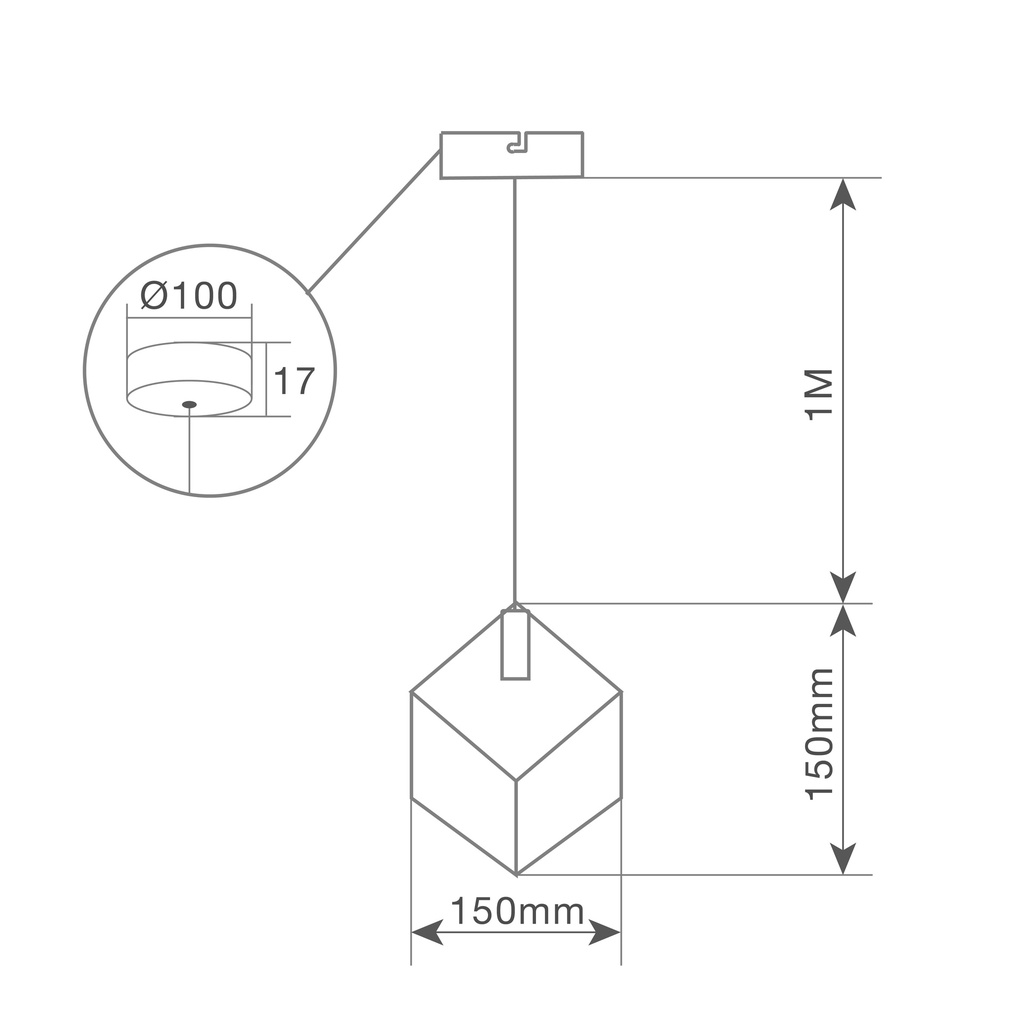 Lámpara de techo colgante Gembu E27 Ø150mm Negro