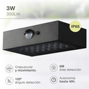 Aplique solar LED Piana con sensor de movimiento y crepuscular 3W 4000K 