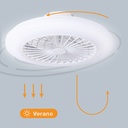 Ventilador techo Box Fan Talsano con luz CCT regulable y mando Ø50 8 aspas DC Blanco