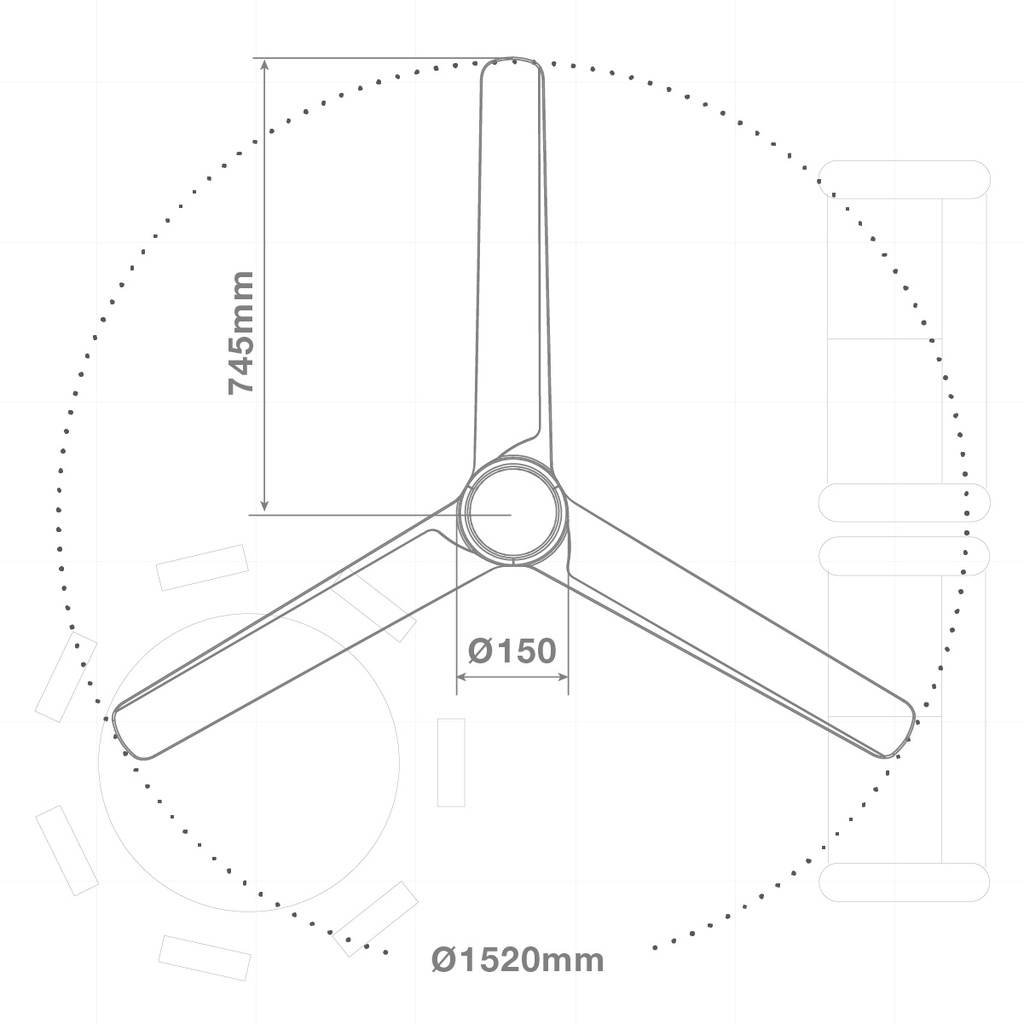 Ventilador techo Fratello con luz CCT regulable y mando Ø152 3 aspas DC Blanco