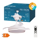 Ventilador techo Lentini con luz CCT regulable y mando Ø107 3 aspas retráctiles DC Blanco