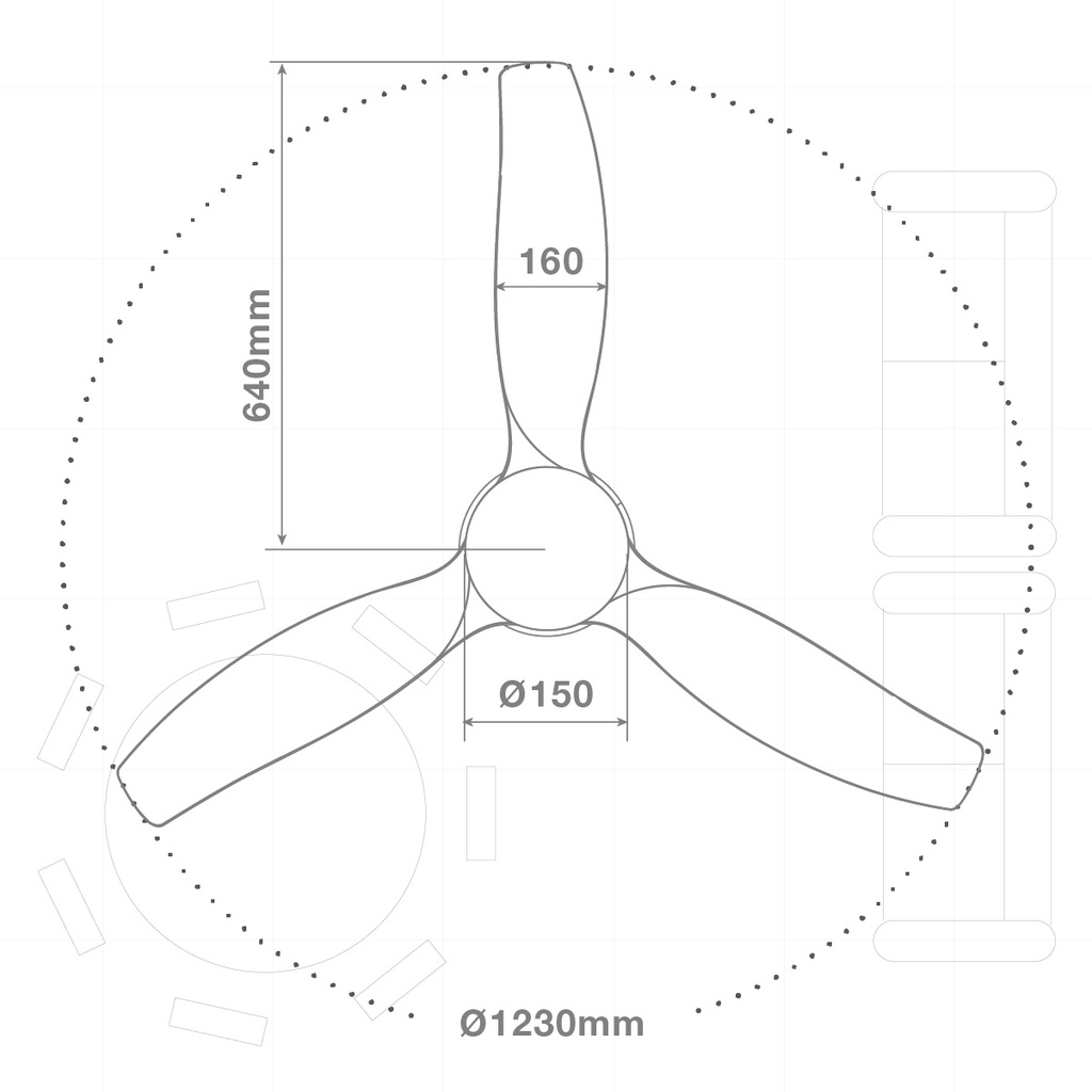 Ventilador techo Misstreta con luz CCT regulable y mando Ø132 3 aspas DC Blanco