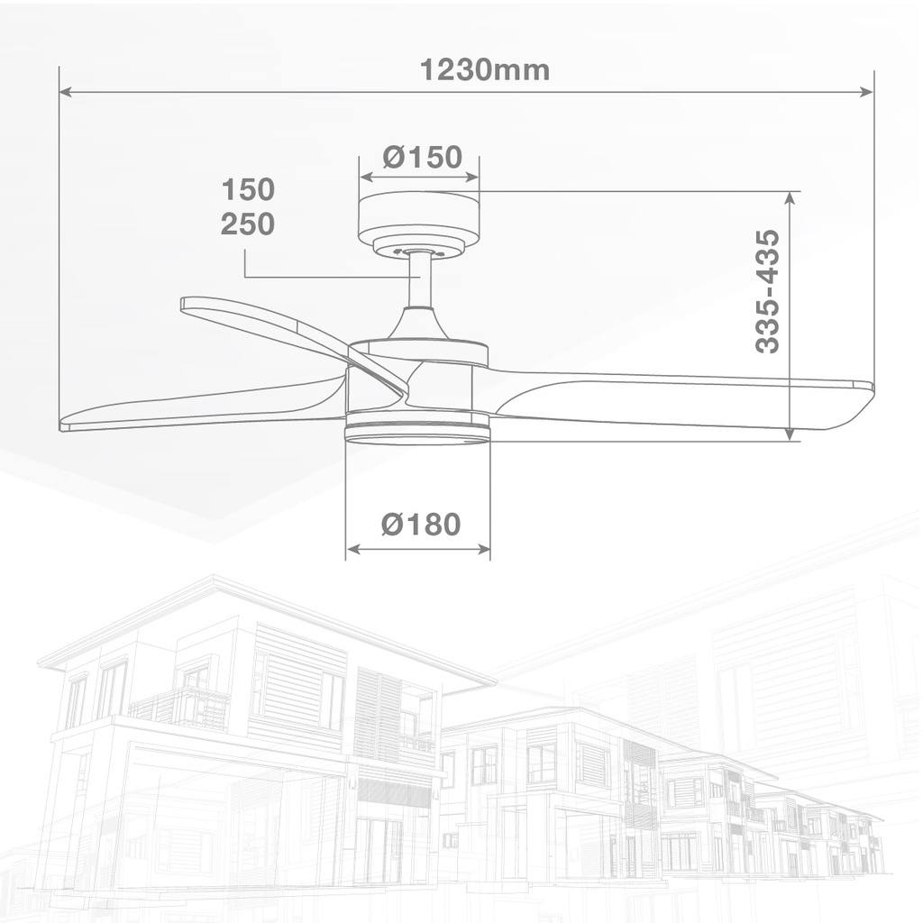 Ventilador techo Misstreta con luz CCT regulable y mando Ø132 3 aspas DC Blanco