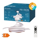 Ventilador techo Nicosia con luz CCT regulable y mando Ø107 3 aspas retráctiles DC Blanco