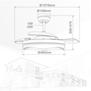 Ventilador techo Nicosia con luz CCT regulable y mando Ø107 3 aspas retráctiles DC Níquel