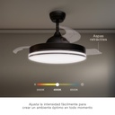 Ventilador techo Oliveri con luz CCT regulable y mando Ø107 3 aspas retráctiles DC Negro