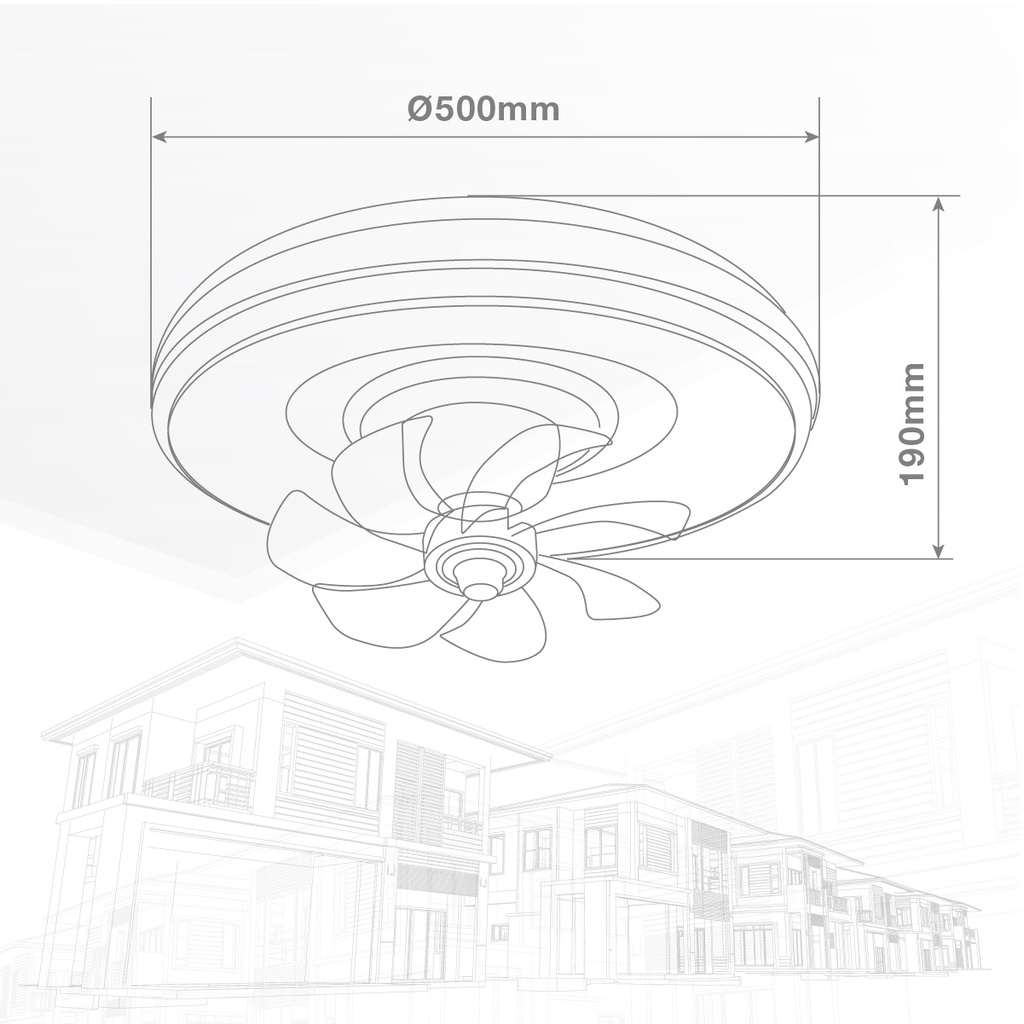 Ventilador techo rotativo Aversa con luz CCT regulable y mando Ø50 7 aspas DC Blanco