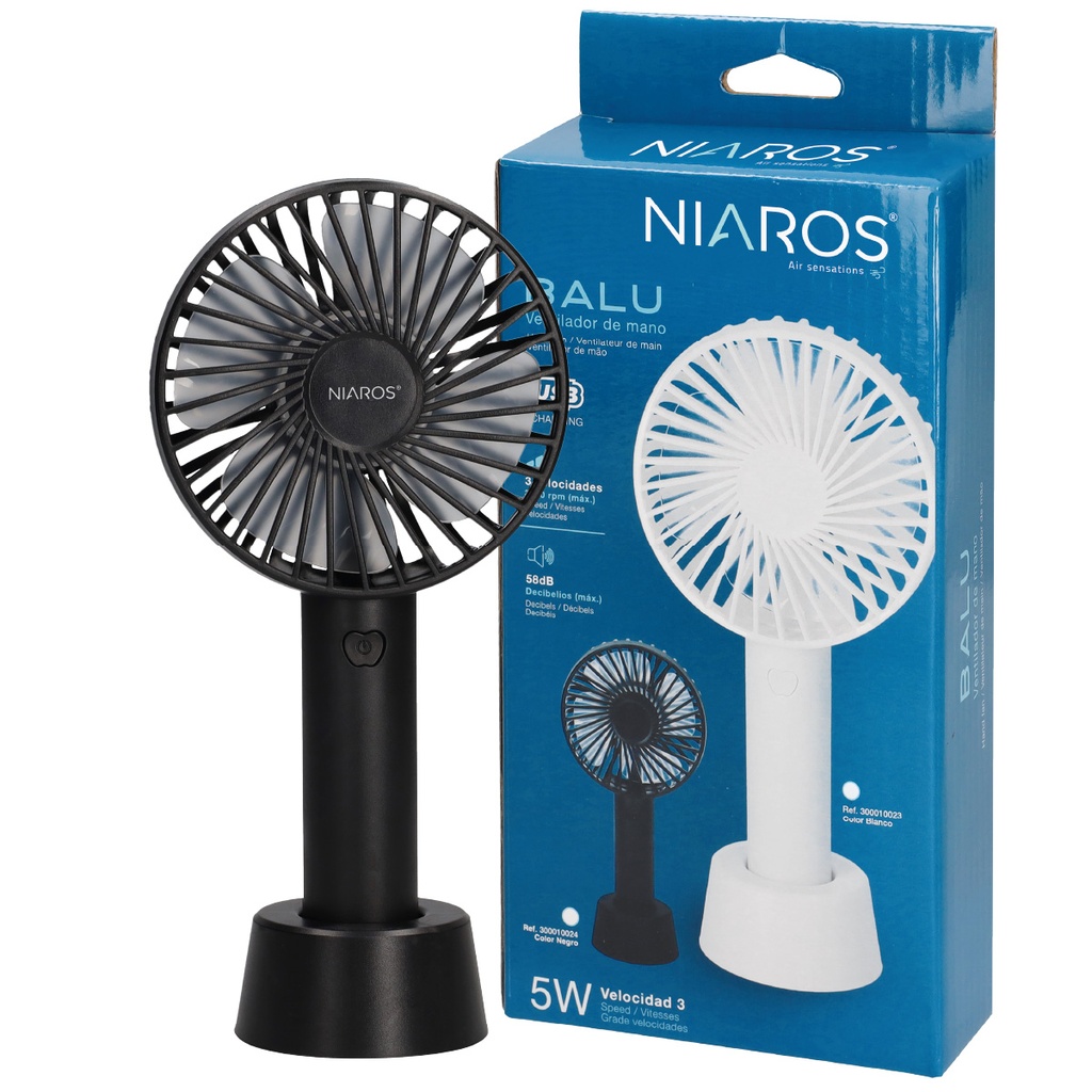 Mini ventilador de mano Balu USB recargable Negro