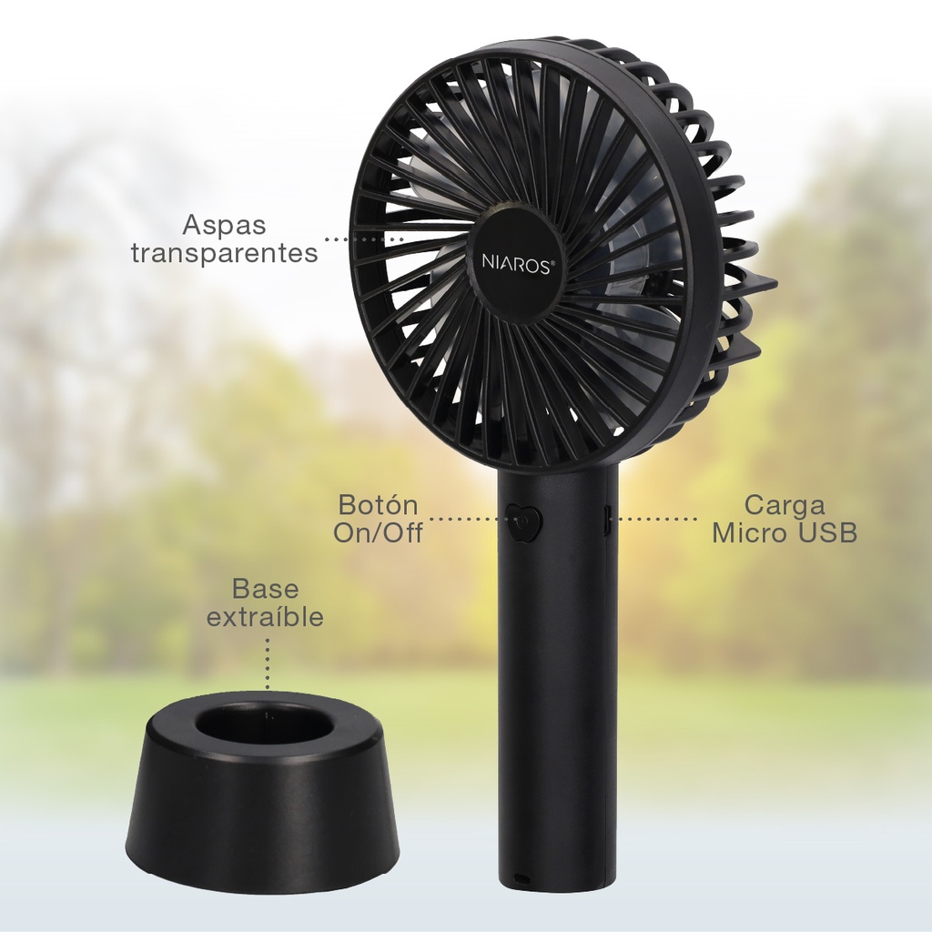 Mini ventilador de mano Balu USB recargable Negro