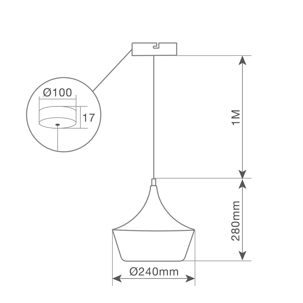 Lámpara de techo colgante Serie Gombe E27 Ø240mm Blanco