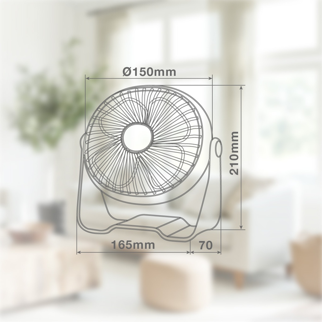 Mini ventilador sobremesa USB Alua Ø15cm 3W Blanco