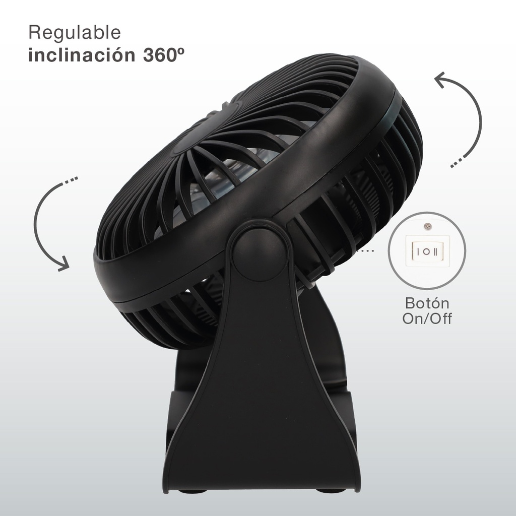 Mini ventilador sobremesa USB Alua Ø15cm 3W Negro